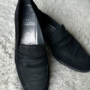 Stuart Weitzman black suede loafers